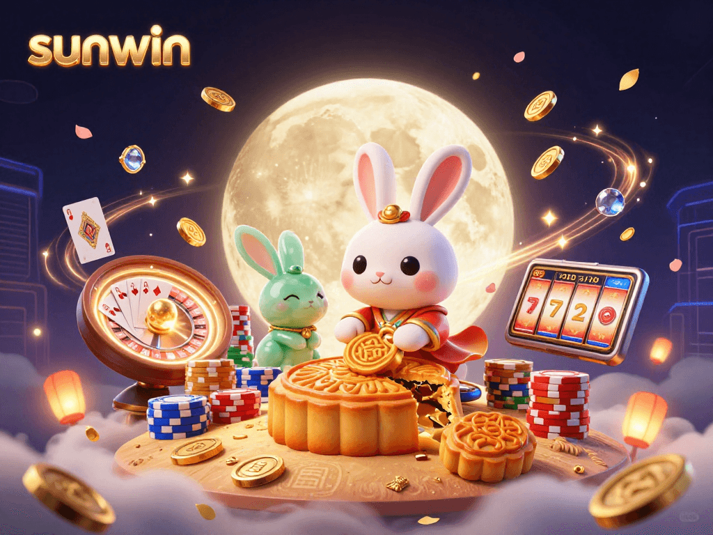 Experience the thrill of sunwin with a vibrant tableau of casino action on the lunar surface.