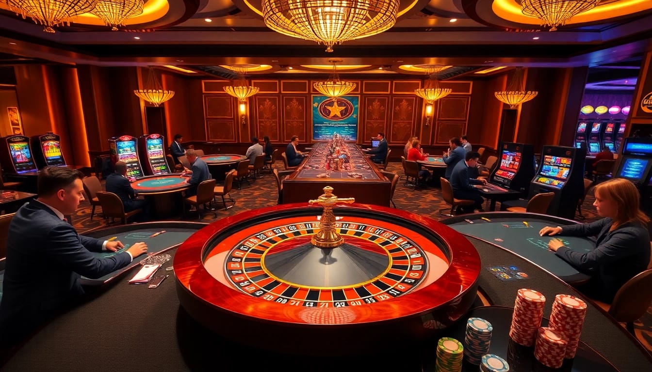 Players enjoying various games at a vibrant new 88 casino, showcasing excitement and luxury.