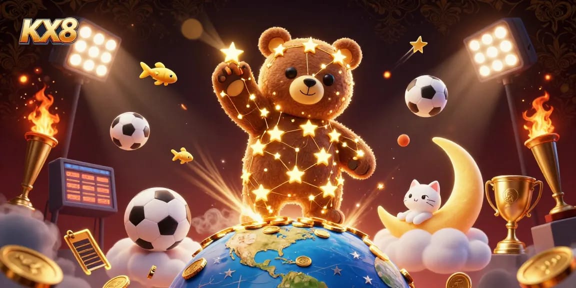 KX8 enhances gaming experience with a constellation bear, vibrant sports elements, and dynamic gameplay.