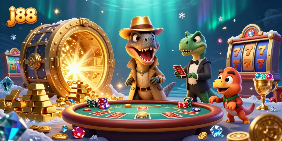 Experience thrilling gameplay at j88 with a clever velociraptor card counter at a blackjack table.
