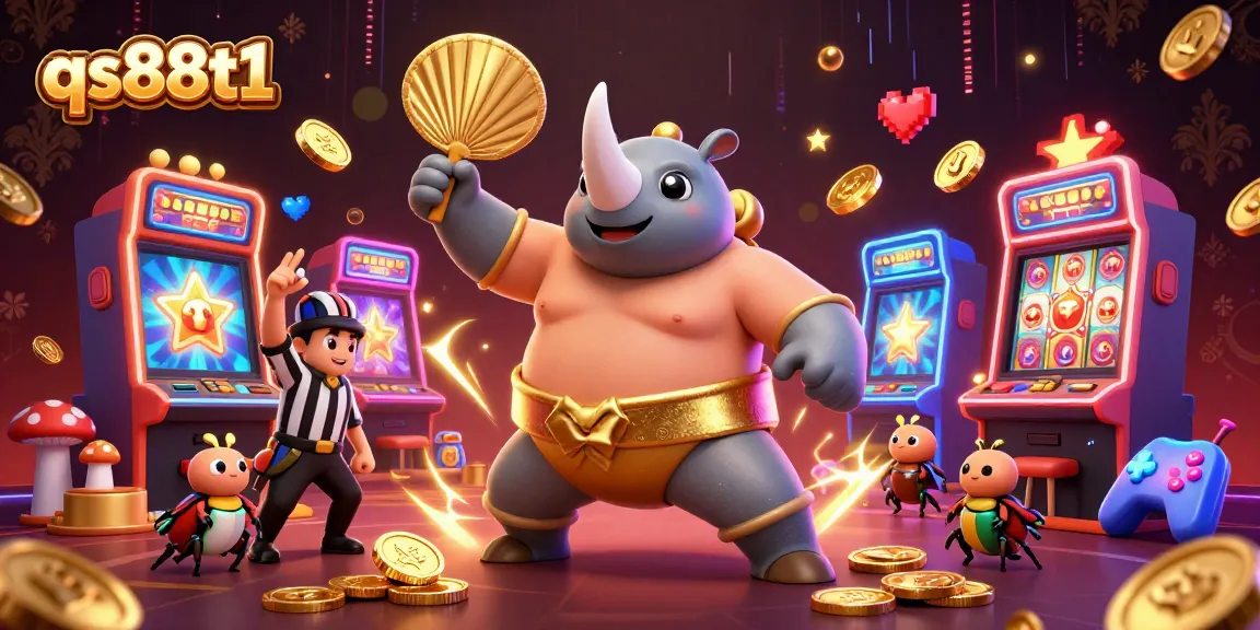 Experience excitement at qs88t1 with charming characters celebrating wins in a colorful casino atmosphere.