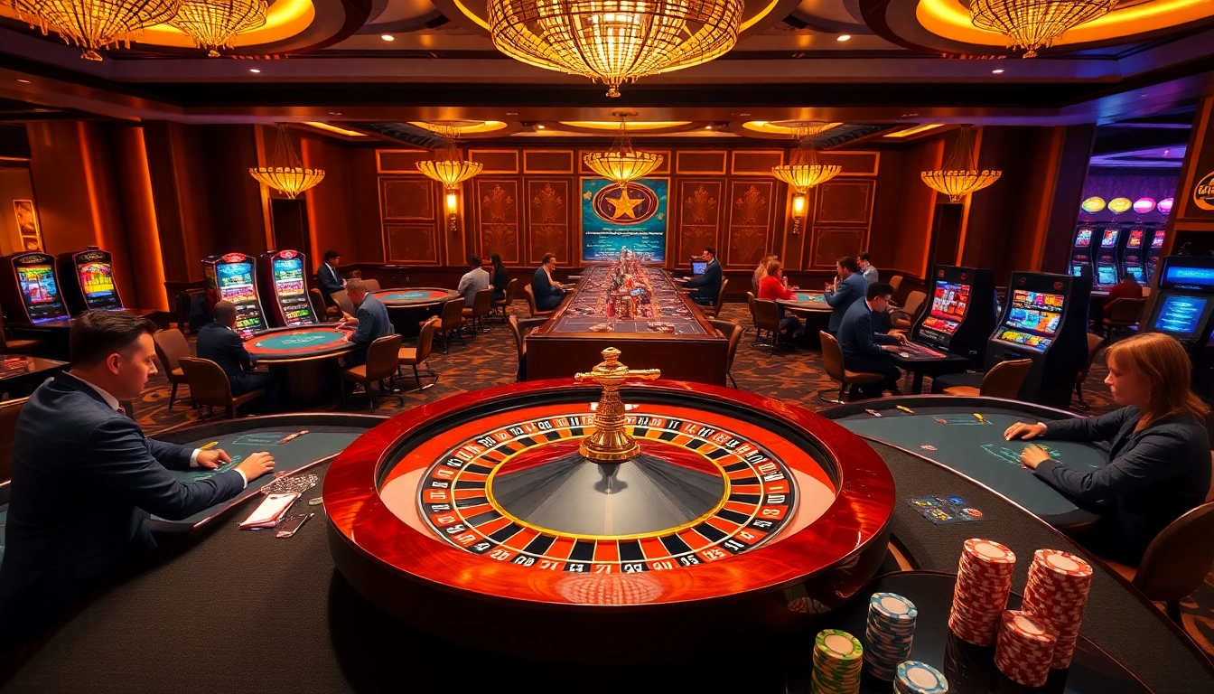 Players enjoying various games at a vibrant new 88 casino, showcasing excitement and luxury.