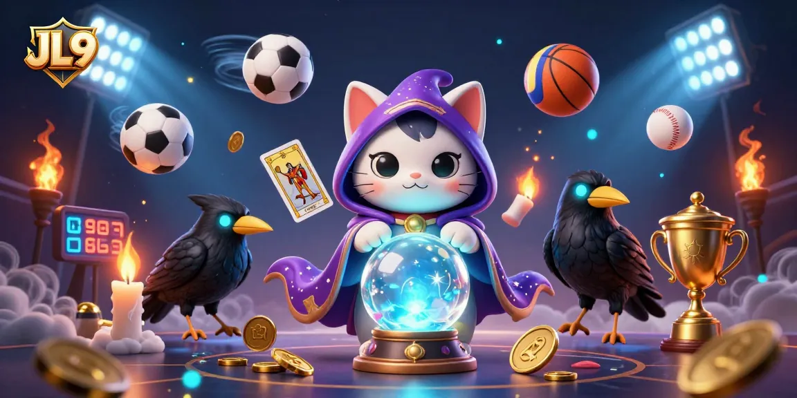 JL9 engages players with an exciting dynamic scene of a mystic cat and glowing raven in a casino.