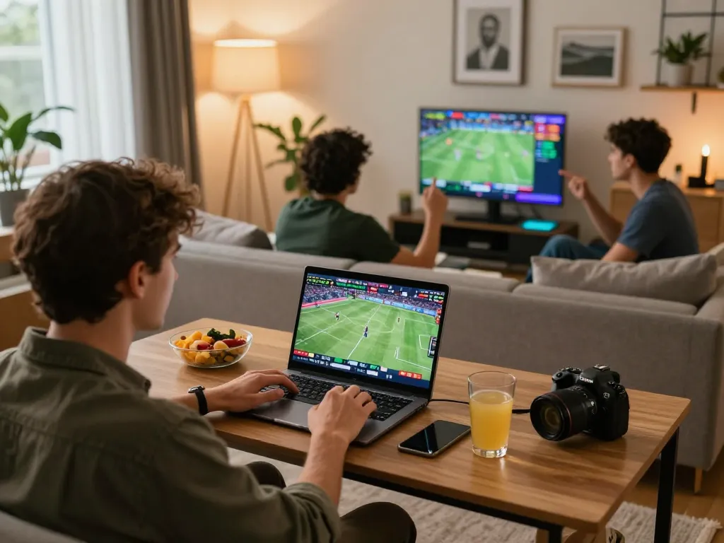Person placing sports bets on laptop at home showcases F8bet's interactive gaming experience