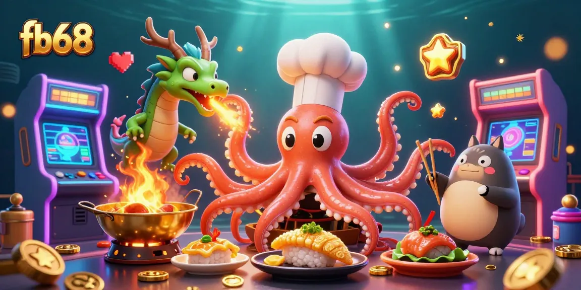 Engage in vibrant gameplay with fb68 as the octopus chef and dragon create excitement!