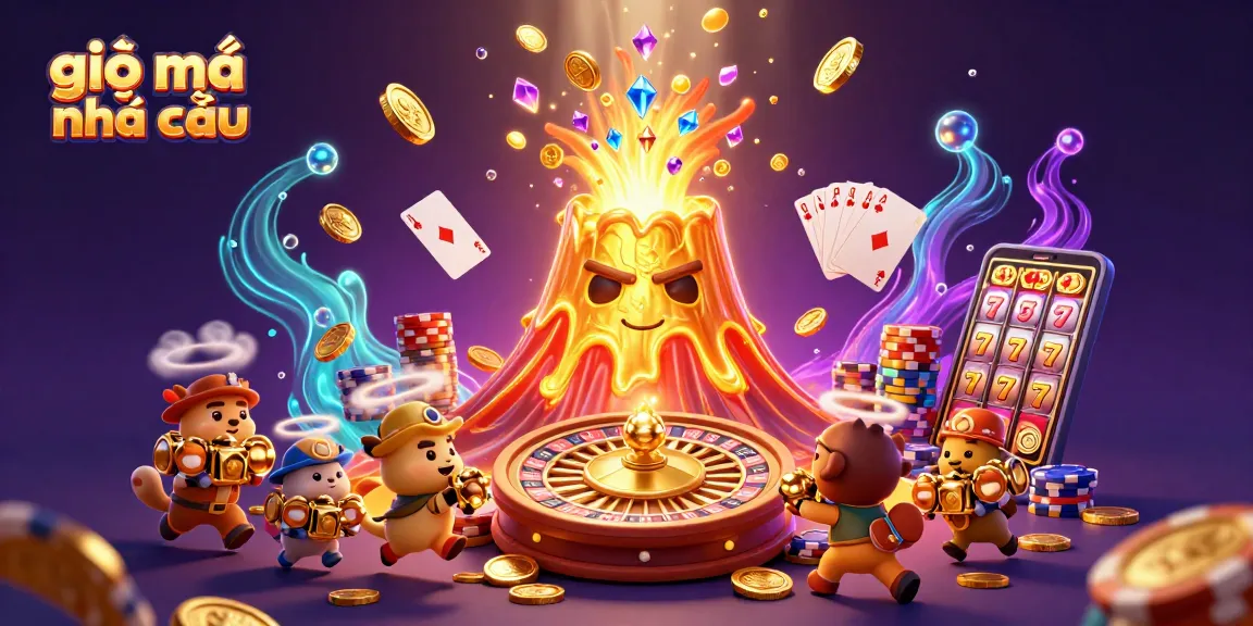 Experience the excitement of giải mã nhà cái with a thrilling eruption of golden coins and gems in a dynamic casino scene.