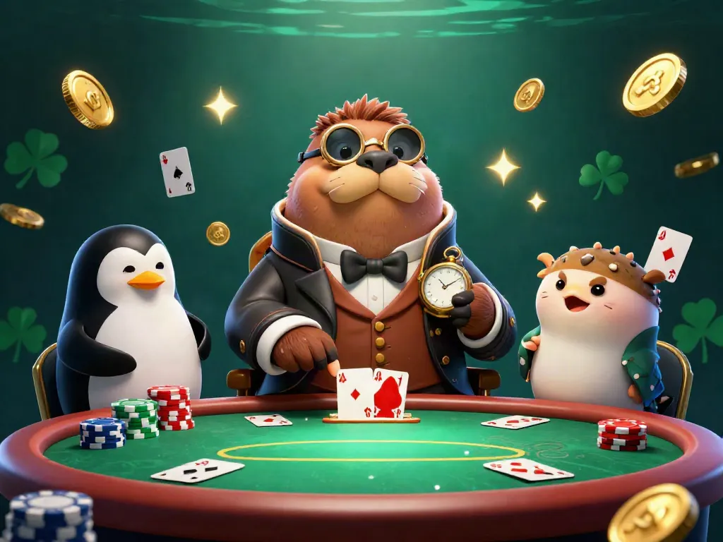 Experience immersive poker action with 888aa at an underwater casino table featuring whimsical characters.