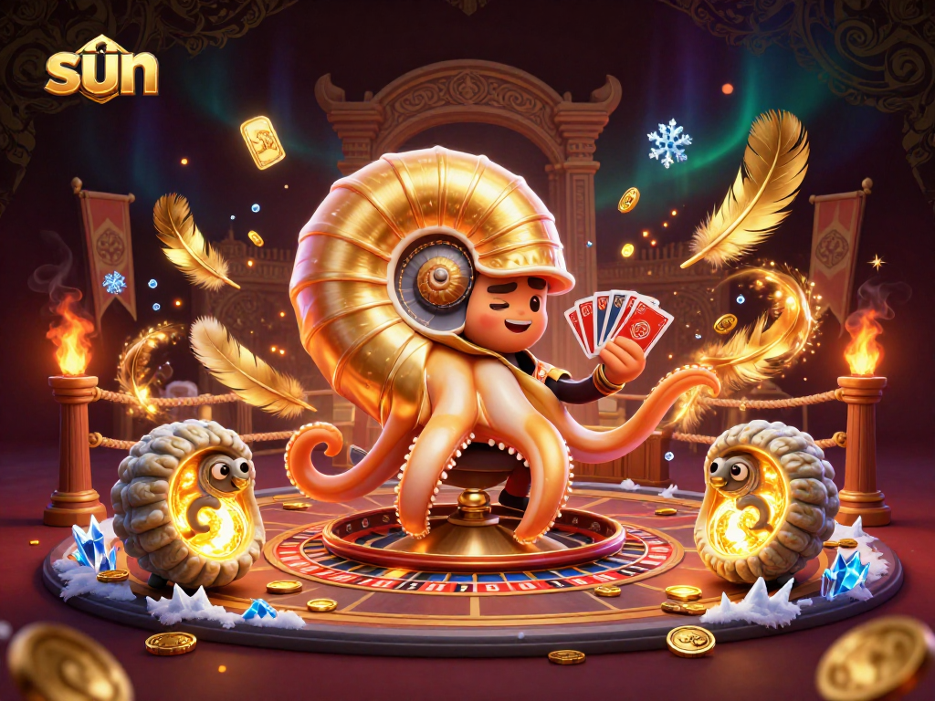 Experience the thrill of the sun with vibrant casino art featuring a golden roulette nautilus.