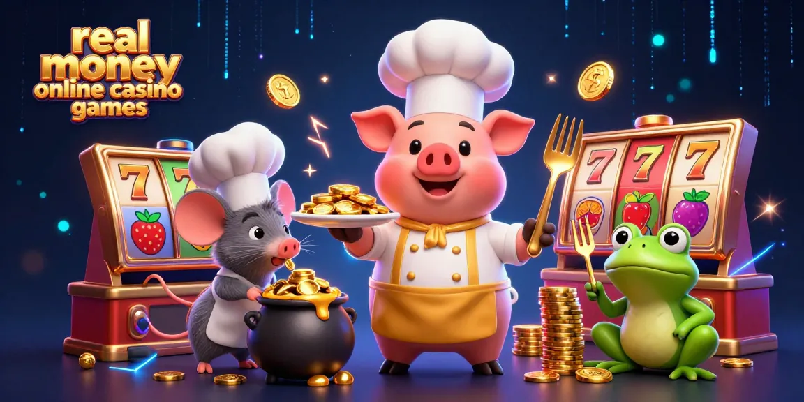 Experience thrilling real money online casino games with animated characters celebrating winnings.