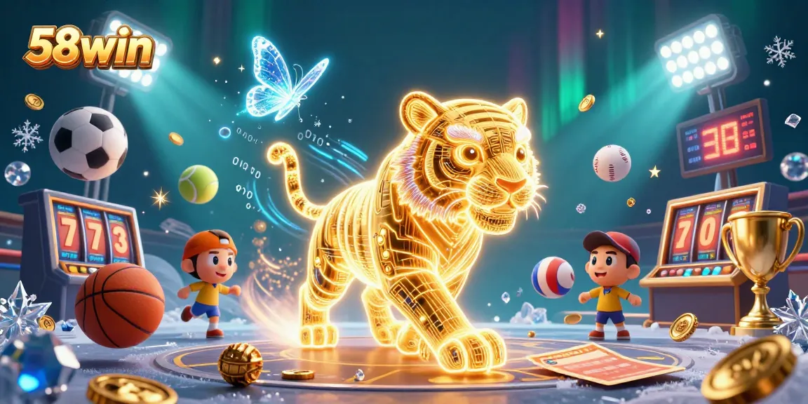 Experience thrilling gameplay at 58win with dynamic sports and slot elements in this enchanting casino scene.