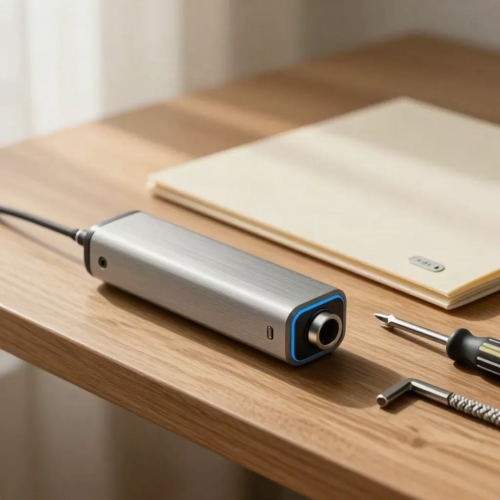 Backup drive, folder i narzędzia konserwacji na drewnianej półce
