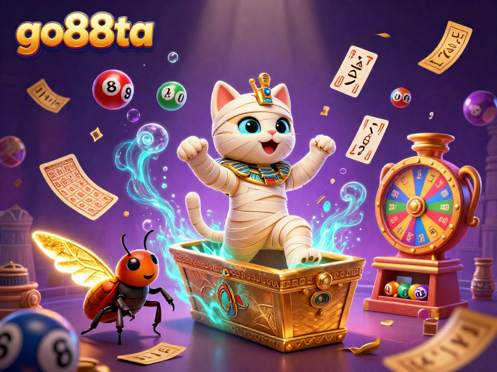 Experience the vibrant excitement of go88ta's dynamic casino scene filled with lottery action and magical elements.