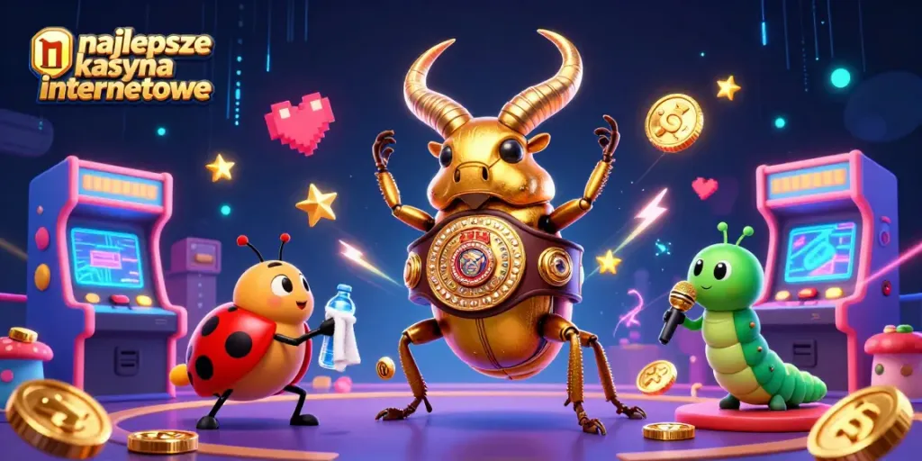 Experience excitement at najlepsze kasyna internetowe - a dynamic 3D casino illustration featuring unique characters.