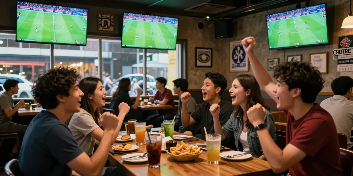 Exciting football match viewing while placing kèo nhà cái bets with friends.
