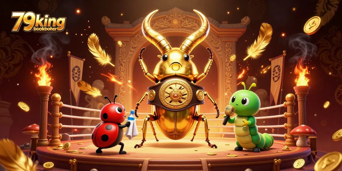 Engage with the 79king bookmaker in a dynamic casino scene featuring vibrant characters and gold elements.