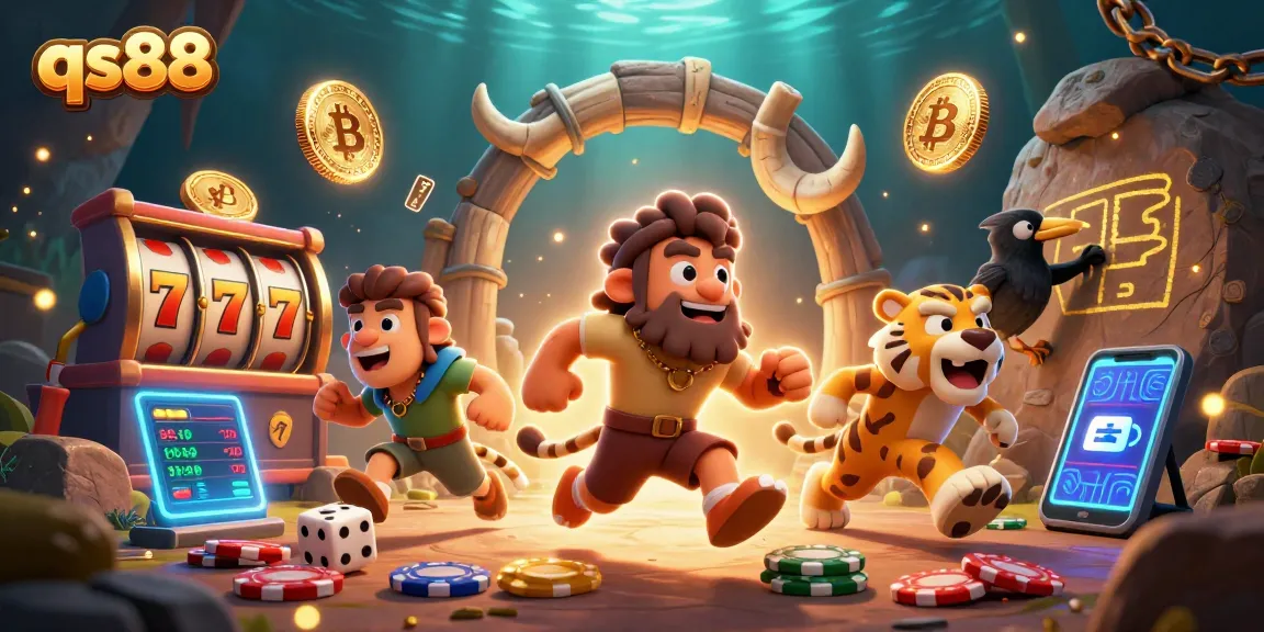 Experience thrilling gameplay at qs88 with vibrant caveman-themed casino elements and exciting slot features.