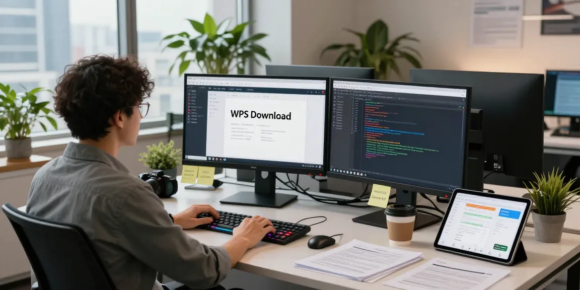 WPS Download in a modern workspace showcasing productivity tools and software development activities
