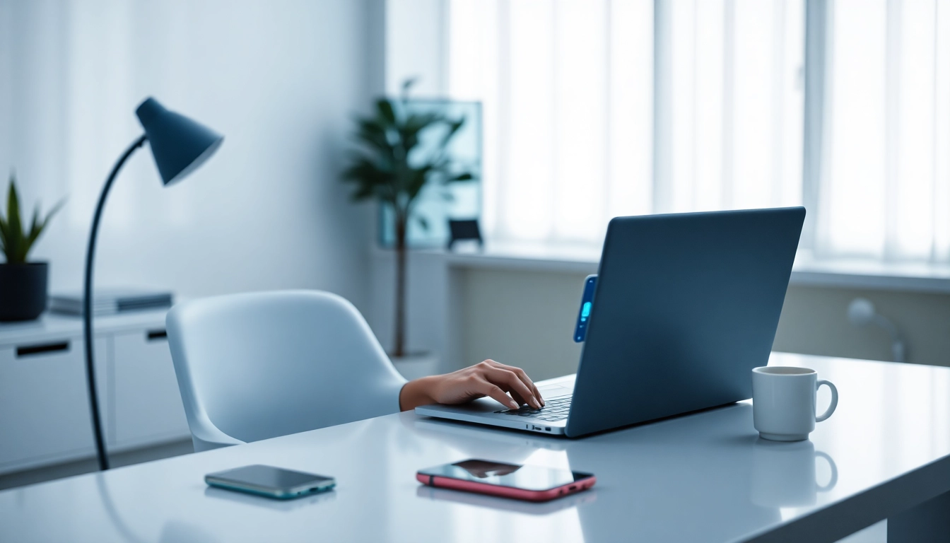 快连下载 interface on a modern laptop highlighting security features and user-friendly design.
