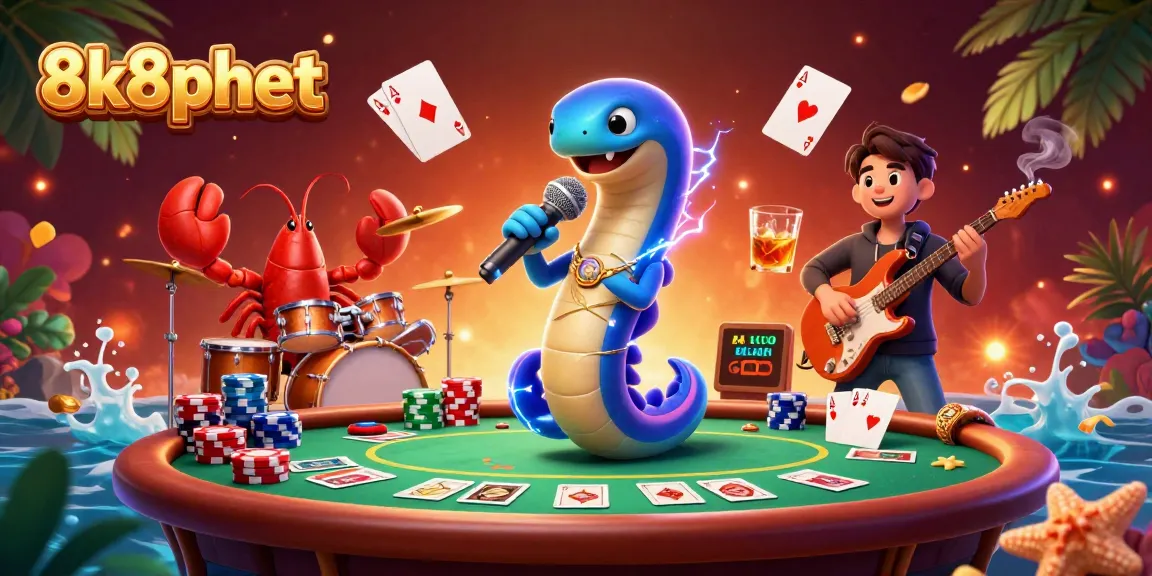 Experience thrilling gameplay with 8k8phbet's dynamic underwater casino scene featuring electric eel DJ.