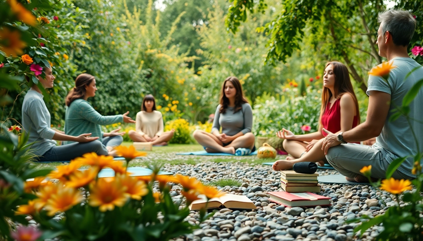 Cultivating emotional wellbeing through mindful meditation in a serene garden setting.