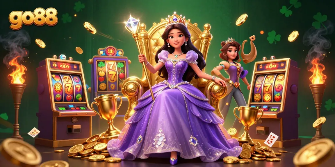 Experience thrilling gameplay at go 88, featuring an enchanting princess surrounded by vibrant slot machine elements.