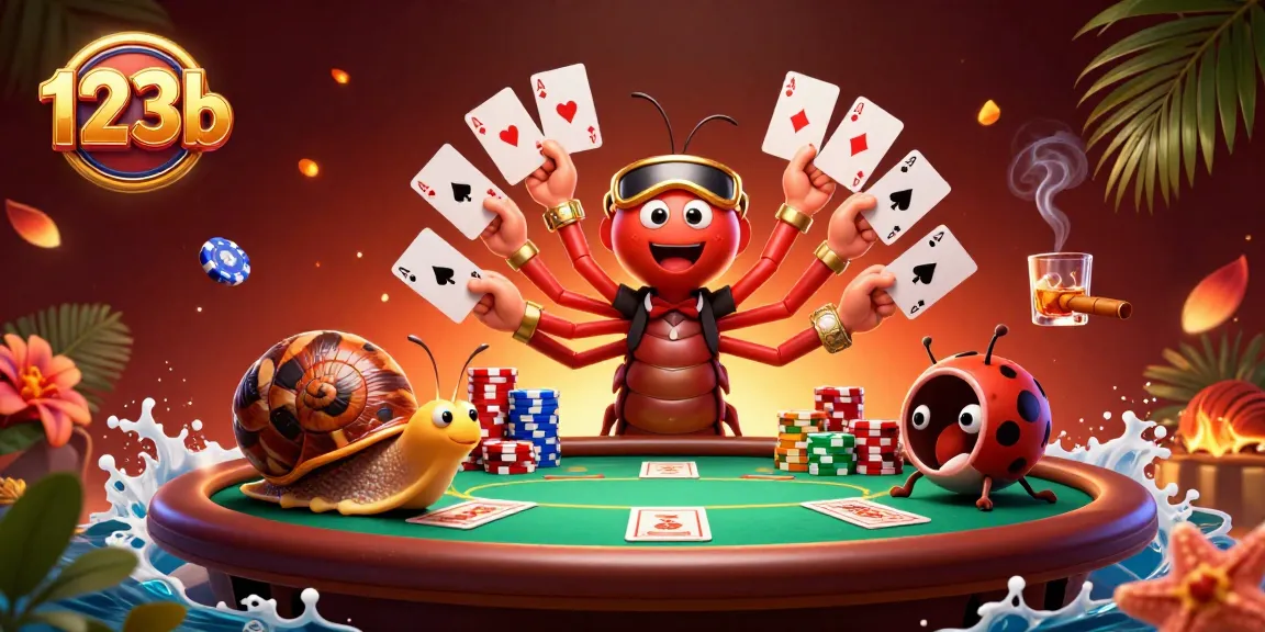 Engage with 123b's thrilling casino illustration featuring vibrant characters and dynamic poker elements.