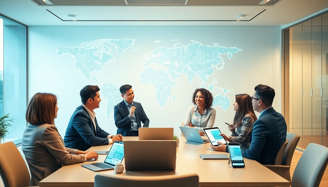 快连官网 connecting global professionals in a modern office setting with advanced technology.