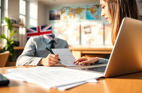 Process your eta application uk in a professional workspace with essential travel documents.