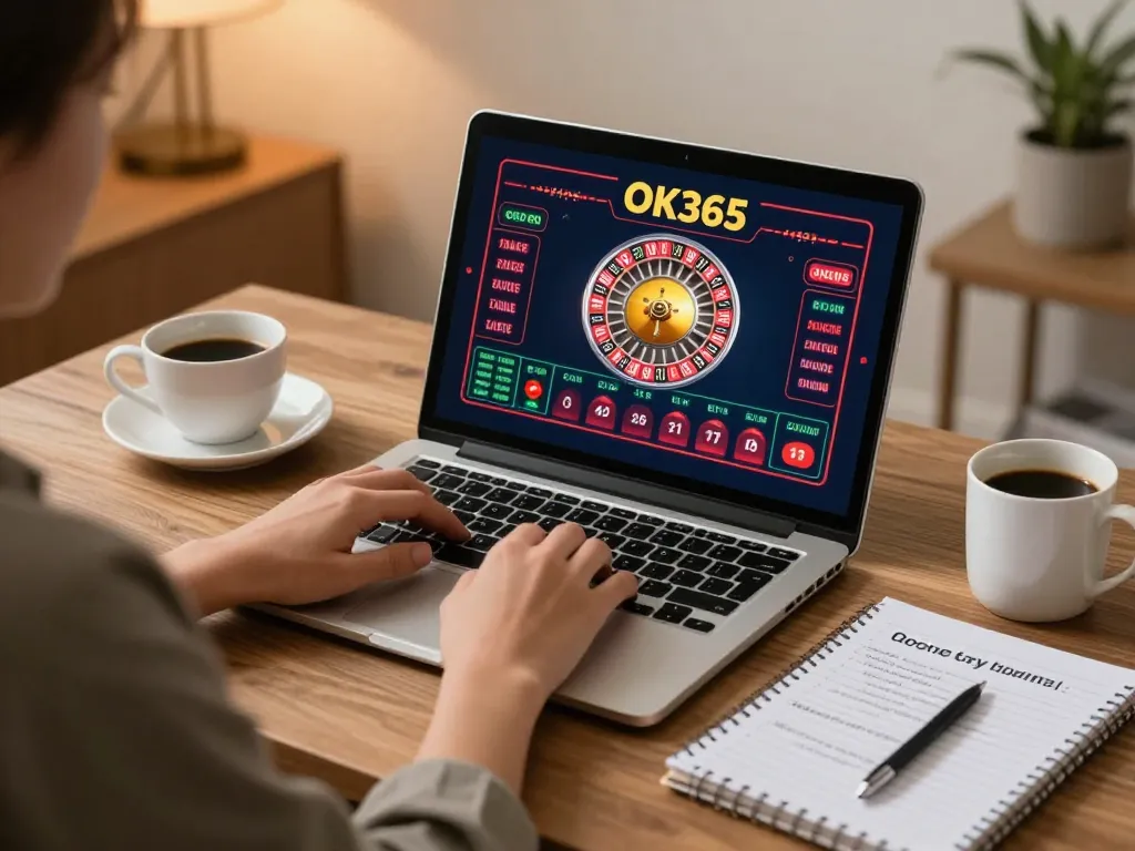 Experience engaging roulette gameplay with OK365 at a cozy home gaming setup
