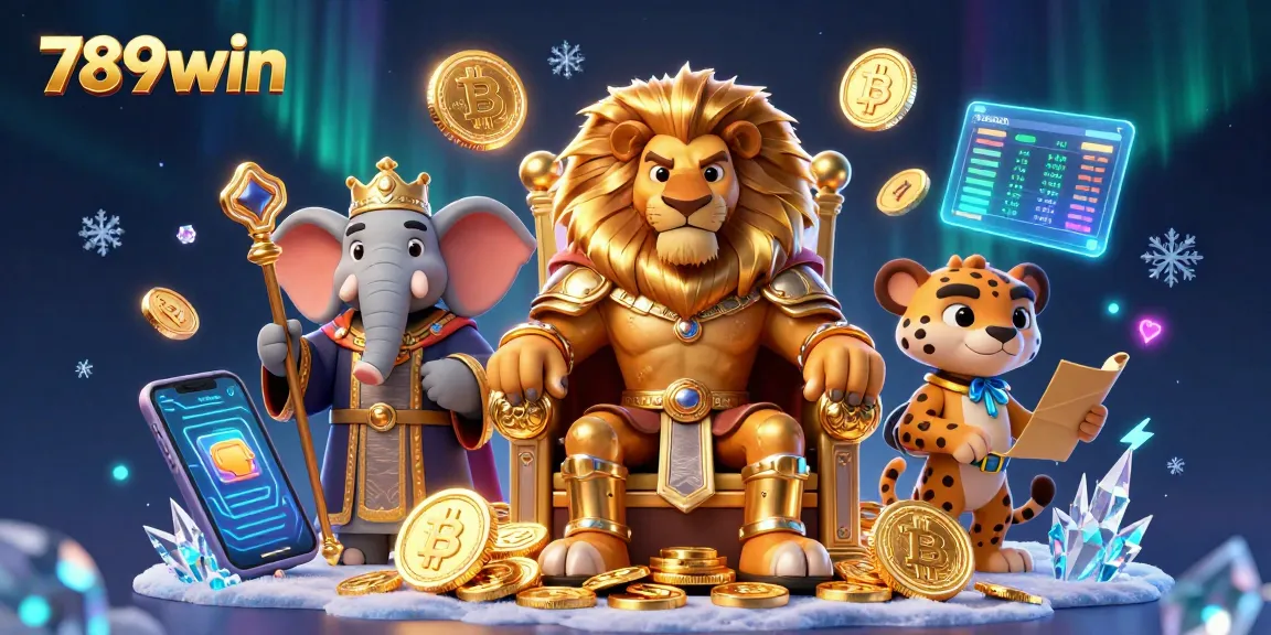 Experience thrilling gaming with 789win as the lion king reigns over a dynamic casino scene filled with crypto elements!