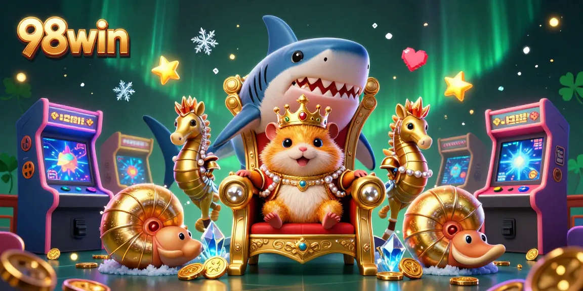 Experience the excitement of 98win with vibrant 3D illustrations showcasing engaging gaming elements.