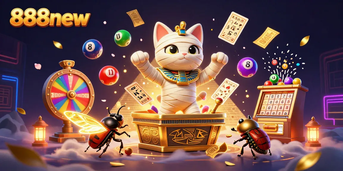 Engage with 888new as the Egyptian mummy cat and scarab beetle introduce thrilling casino excitement.