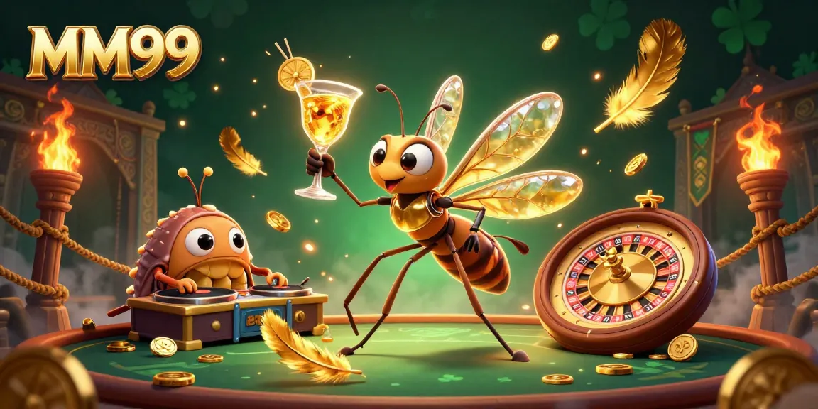 Spin to win with MM99, featuring a vibrant 3D scene of a unique casino mascot and a DJ.