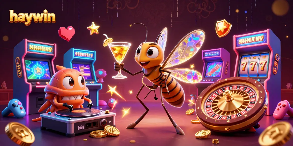 Experience excitement with haywin in a vibrant casino scene featuring innovative characters.