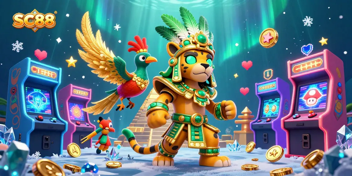 Engage in thrilling gaming adventures with SC88, a vibrant 3D casino scene featuring high-tech game elements.